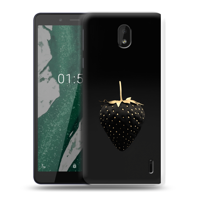 Силиконовый чехол на Nokia 1 Plus с принтом Черная клубника Силиконовый чехол на Nokia 1 Plus с принтом Черная клубника