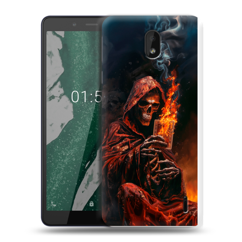 Силиконовый чехол на Nokia 1 Plus с принтом Скелет и карты Силиконовый чехол на Nokia 1 Plus с принтом Скелет и карты