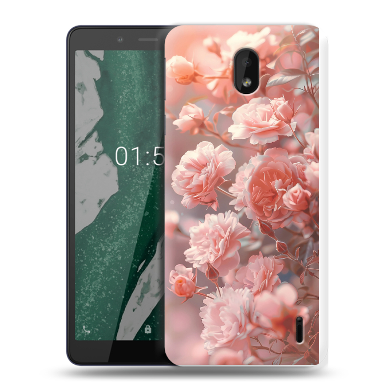 Силиконовый чехол на Nokia 1 Plus с принтом Розовые розы Силиконовый чехол на Nokia 1 Plus с принтом Розовые розы