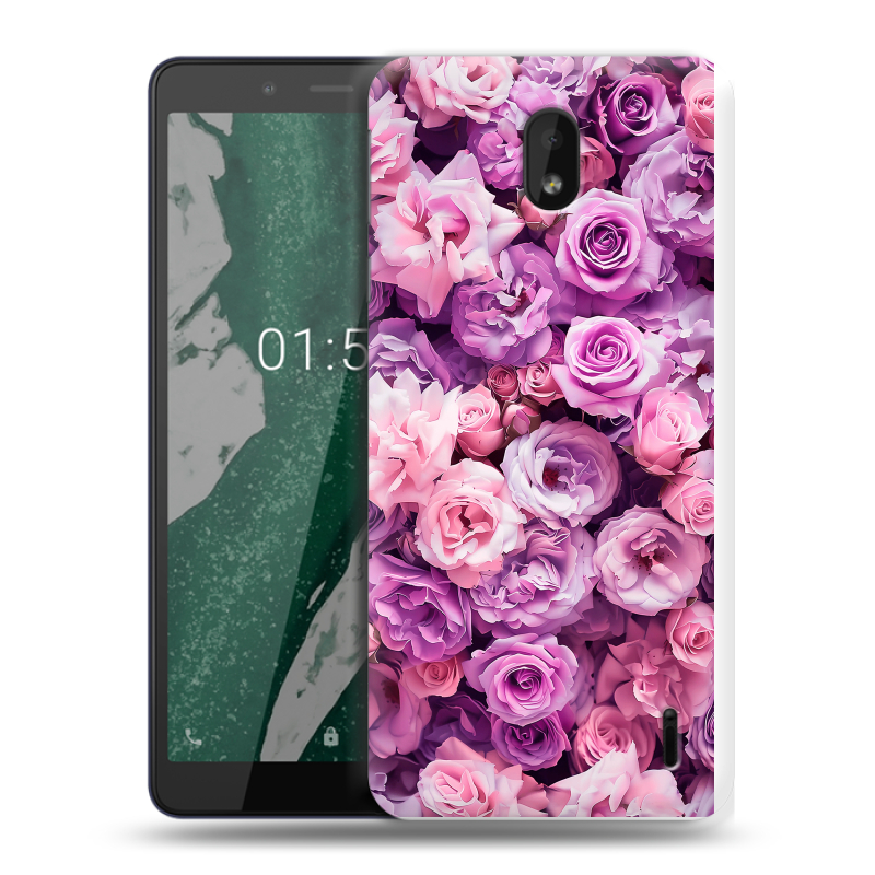 Силиконовый чехол на Nokia 1 Plus с принтом лавандовые розы Силиконовый чехол на Nokia 1 Plus с принтом лавандовые розы
