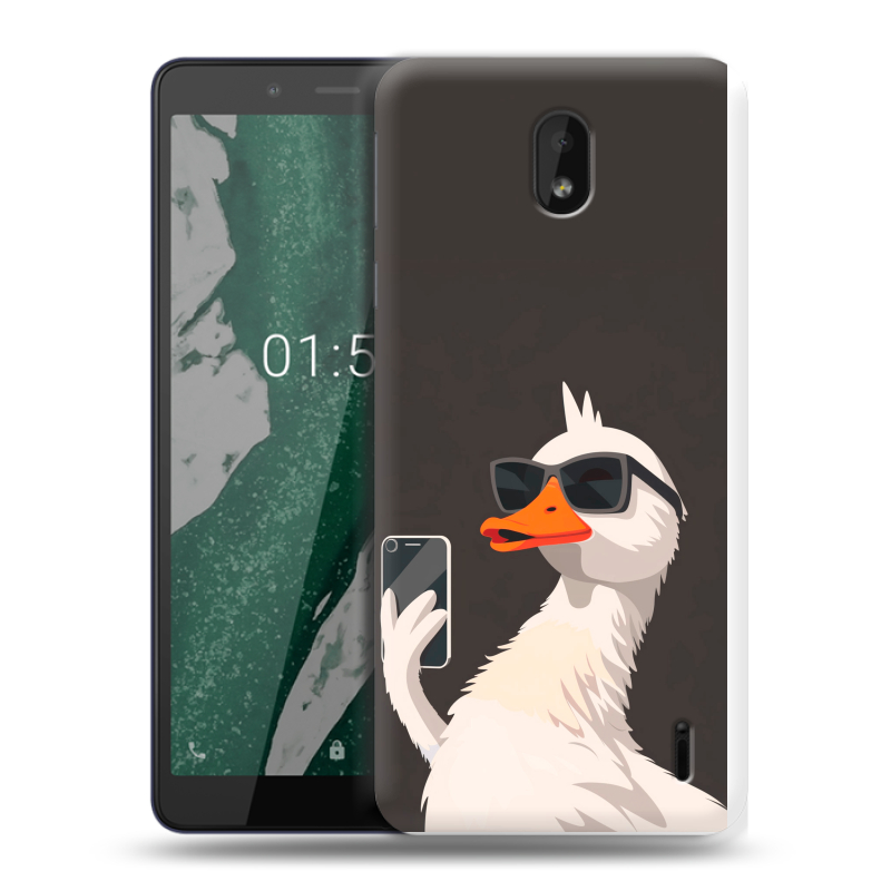 Силиконовый чехол на Nokia 1 Plus с принтом утка в очках Силиконовый чехол на Nokia 1 Plus с принтом утка в очках