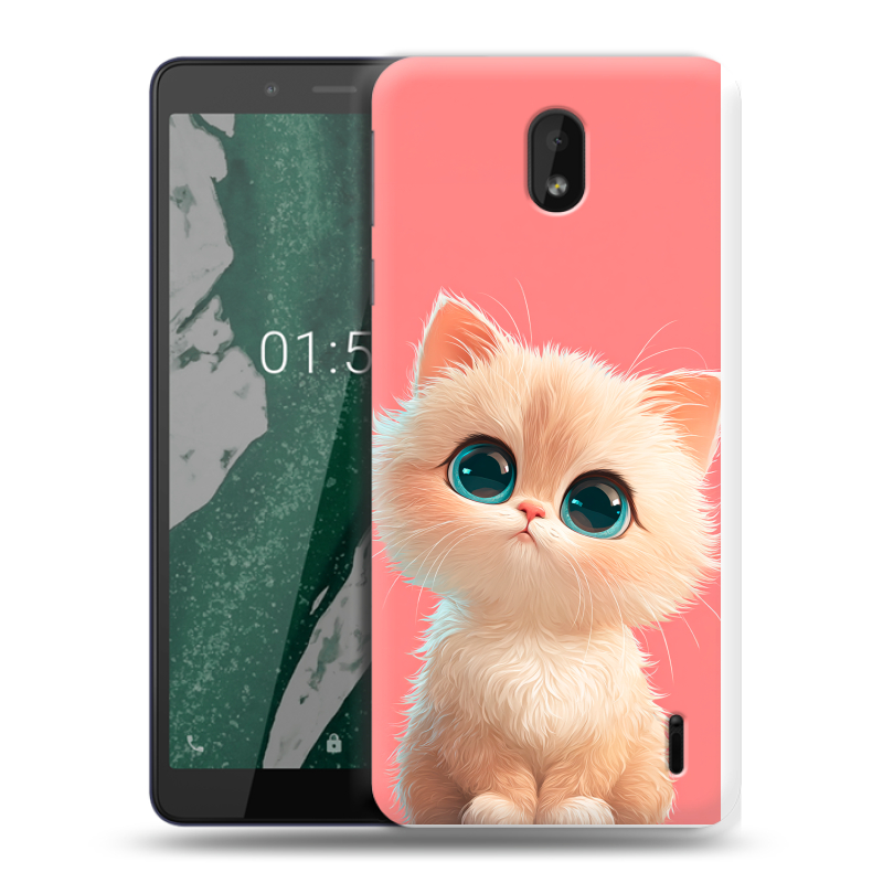 Силиконовый чехол на Nokia 1 Plus с принтом Розовый котенок Силиконовый чехол на Nokia 1 Plus с принтом Розовый котенок