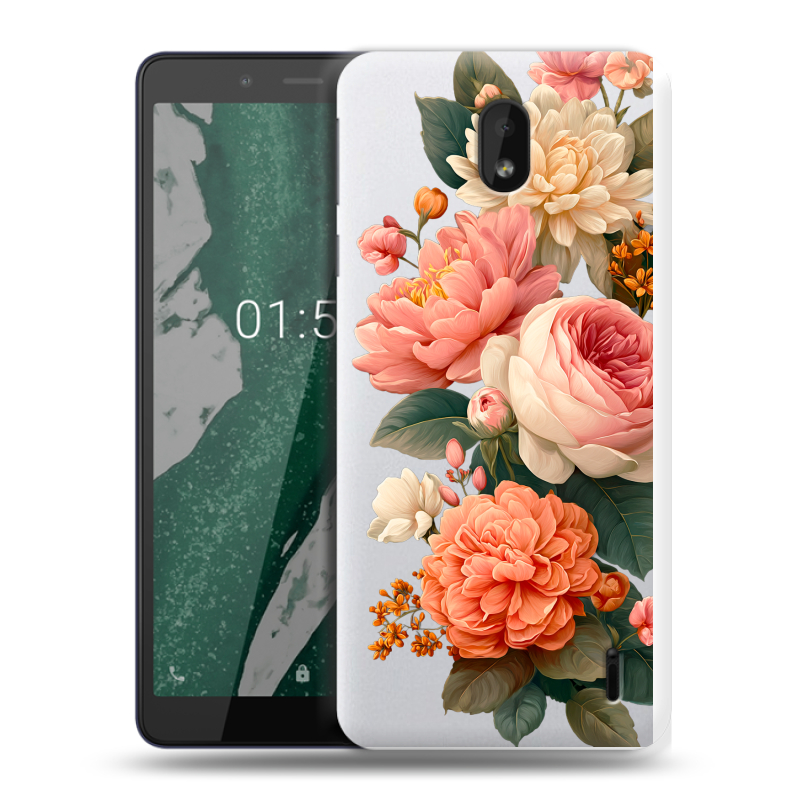 Силиконовый чехол на Nokia 1 Plus с принтом цветы Силиконовый чехол на Nokia 1 Plus с принтом цветы