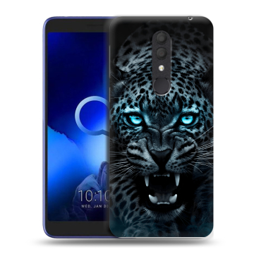 Силиконовый чехол на Alcatel 1X (2019) с принтом Темный леопард
