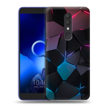 Силиконовый чехол на Alcatel 1X (2019) с принтом Геометрия неона