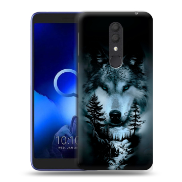 Силиконовый чехол на Alcatel 1X (2019) с принтом Лесной волк