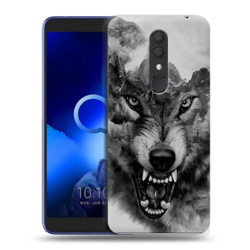 Силиконовый чехол на Alcatel 1X (2019) с принтом Волк