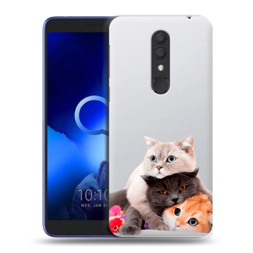 Силиконовый чехол на Alcatel 1X (2019) с принтом Кошки