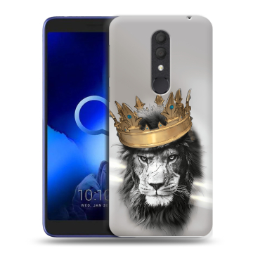 Силиконовый чехол на Alcatel 1X (2019) с принтом Лев с короной
