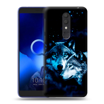 Силиконовый чехол на Alcatel 1X (2019) с принтом Волки