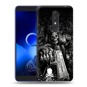 Силиконовый чехол на Alcatel 1X (2019) с принтом Скелет