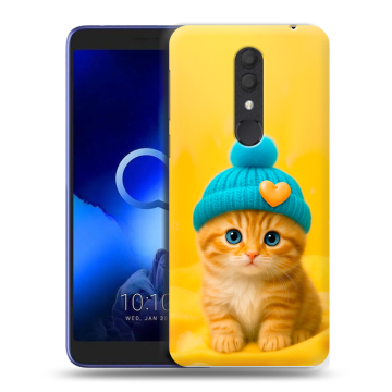 Силиконовый чехол на Alcatel 1X (2019) с принтом Котенок в шапке