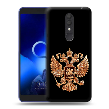 Силиконовый чехол на Alcatel 1X (2019) с принтом Герб России золотой Силиконовый чехол на Alcatel 1X (2019) с принтом Герб России золотой