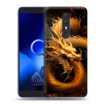 Силиконовый чехол на Alcatel 1X (2019) с принтом Золотой дракон Силиконовый чехол на Alcatel 1X (2019) с принтом Золотой дракон