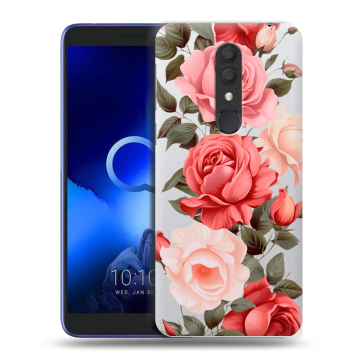Силиконовый чехол на Alcatel 1X (2019) с принтом Розы