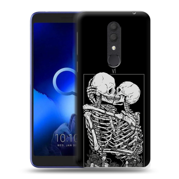 Силиконовый чехол на Alcatel 1X (2019) с принтом Поцелуй скелетов