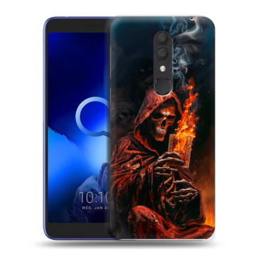 Силиконовый чехол на Alcatel 1X (2019) с принтом Скелет и карты