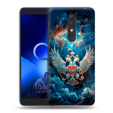 Силиконовый чехол на Alcatel 1X (2019) с принтом Герб флаг России