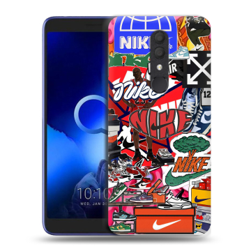 Силиконовый чехол на Alcatel 1X (2019) с принтом Найк Nike яркий