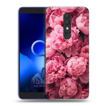 Силиконовый чехол на Alcatel 1X (2019) с принтом цветы пионы