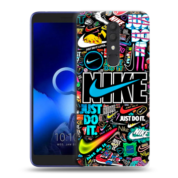 Силиконовый чехол на Alcatel 1X (2019) с принтом найк nike черный Силиконовый чехол на Alcatel 1X (2019) с принтом найк nike черный