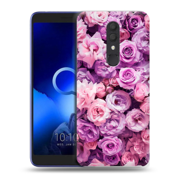 Силиконовый чехол на Alcatel 1X (2019) с принтом лавандовые розы