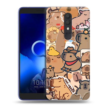 Силиконовый чехол на Alcatel 1X (2019) с принтом капибара