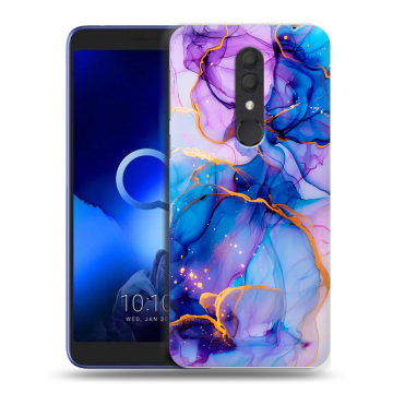 Силиконовый чехол на Alcatel 1X (2019) с принтом синий мрамор