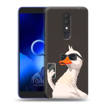 Силиконовый чехол на Alcatel 1X (2019) с принтом утка в очках