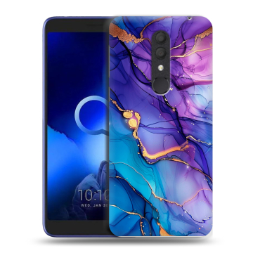 Силиконовый чехол на Alcatel 1X (2019) с принтом синий мрамор