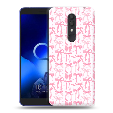 Силиконовый чехол на Alcatel 1X (2019) с принтом Розовые бантики