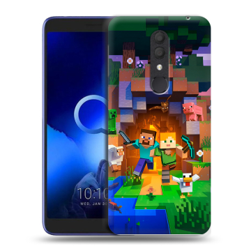 Силиконовый чехол на Alcatel 1X (2019) с принтом Майнкрафт Minecraft Силиконовый чехол на Alcatel 1X (2019) с принтом Майнкрафт Minecraft