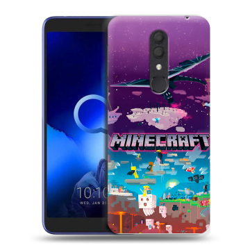 Силиконовый чехол на Alcatel 1X (2019) с принтом Майнкрафт Minecraft