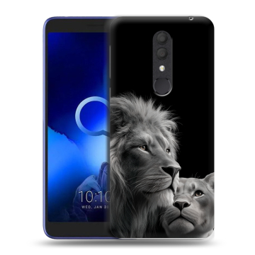 Силиконовый чехол на Alcatel 1X (2019) с принтом Лев кошки