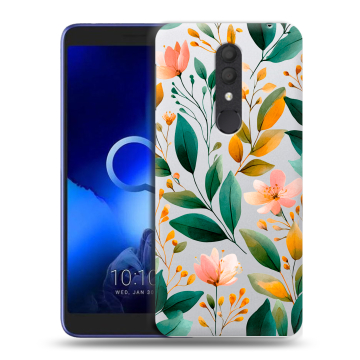 Силиконовый чехол на Alcatel 1X (2019) с принтом Цветы паттерн