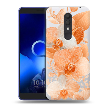 Силиконовый чехол на Alcatel 1X (2019) с принтом Бежевые цветы