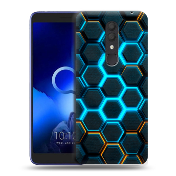 Силиконовый чехол на Alcatel 1X (2019) с принтом Неоновые соты