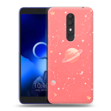 Силиконовый чехол на Alcatel 1X (2019) с принтом Розовый космос