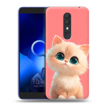 Силиконовый чехол на Alcatel 1X (2019) с принтом Розовый котенок