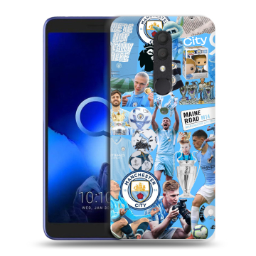 Силиконовый чехол на Alcatel 1X (2019) с принтом Man City Манчестер Сити