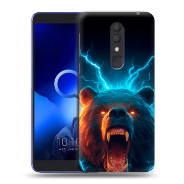 Силиконовый чехол на Alcatel 1X (2019) с принтом Медведь