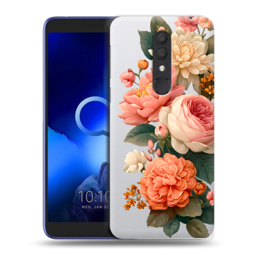 Силиконовый чехол на Alcatel 1X (2019) с принтом цветы