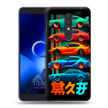 Силиконовый чехол на Alcatel 1X (2019) с принтом машины тачки