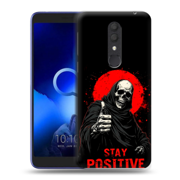 Силиконовый чехол на Alcatel 1X (2019) с принтом смешной скелет