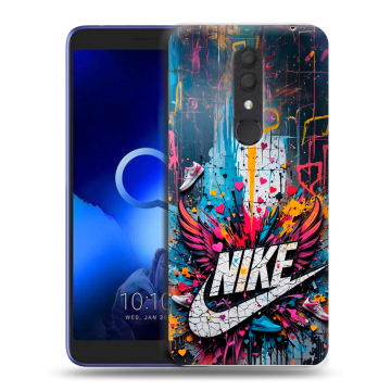 Силиконовый чехол на Alcatel 1X (2019) с принтом Nike Найк