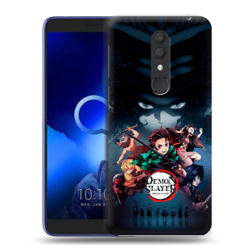 Силиконовый чехол на Alcatel 1X (2019) с принтом Demon Slayer Клинок рассекающий демонов