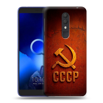 Силиконовый чехол на Alcatel 1X (2019) с принтом Флаг Герб СССР