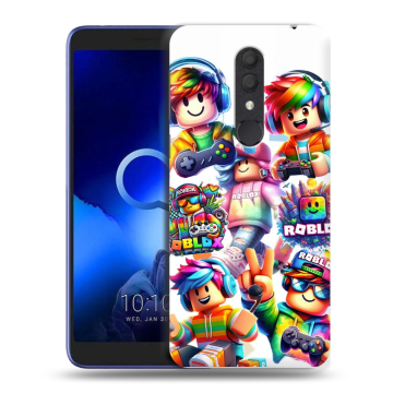 Силиконовый чехол на Alcatel 1X (2019) с принтом Roblox Роблокс
