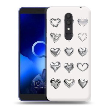 Силиконовый чехол на Alcatel 1X (2019) с принтом Y2K сердечки