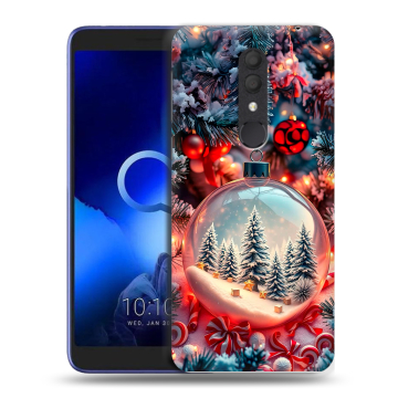 Силиконовый чехол на Alcatel 1X (2019) с принтом Новый год